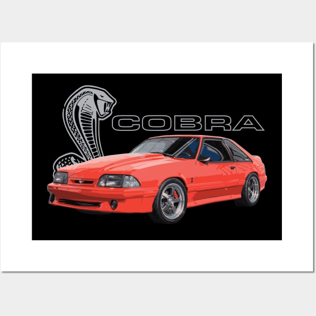 93 Mustang GT 5.0L V8 Fox Body Cobra SVT Red Supercharged USA Wall Art by cowtown_cowboy